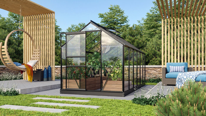 Växthus Venus 7500 Svart Glas 7,5 m² Vitavia